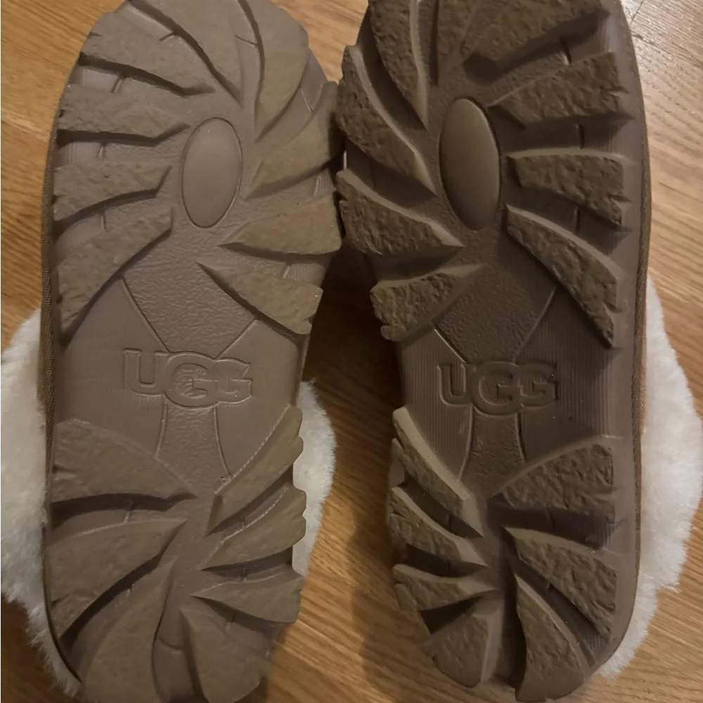 UGG Coquette Genuine Suede Leather Sheepskin Fur Slippers Chestnut 8 - Picture 6 of 8